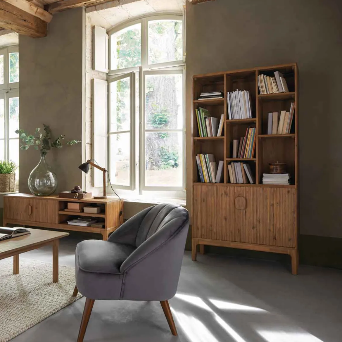 Estantería SABOR marrón de mdf con 2 puertas 190cm