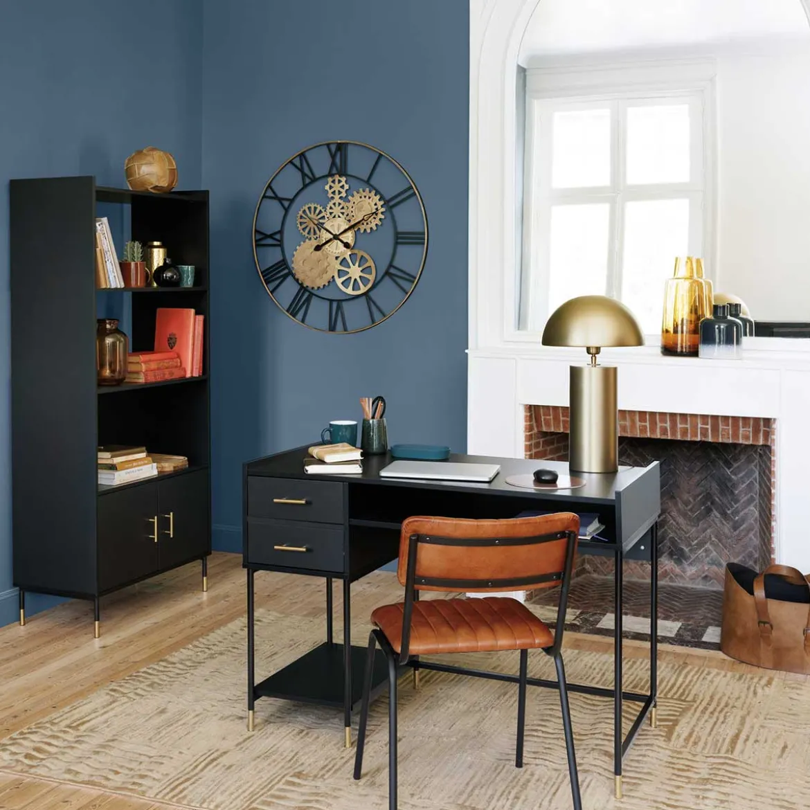 Estantería TEDY negro 2 puertas mdf e metal 170cm