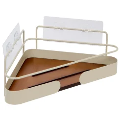 Estante wc esquinero beige de acero con adhesivo