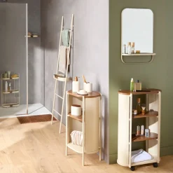 Estante wc esquinero beige de acero con adhesivo