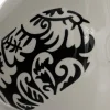 Estatua de pájaro blanco y negro de cerámica