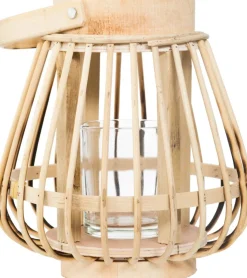 Farol decorativo de bambú color natural