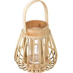 Farol decorativo de bambú color natural