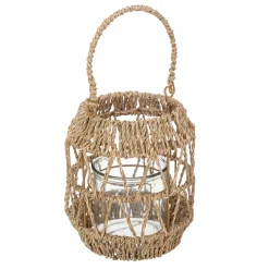 Farol De Ratán Beige 17x18Cm
