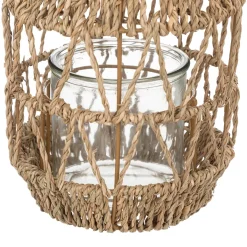 Farol De Ratán Beige 17x18Cm
