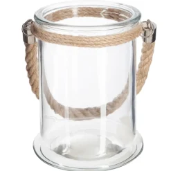Farol De Vidrio C/Cuerda Lena 12.5x17Cm