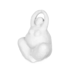 Figura estatua de mujer yoga de cerámica blanca