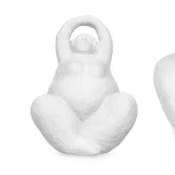 Figura estatua de mujer yoga de cerámica blanca