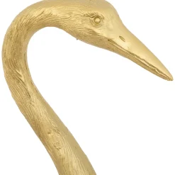 Figura Garza De Resina Dorada 41cm