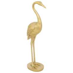 Figura Garza De Resina Dorada 41cm