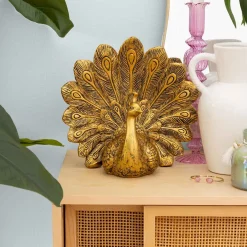 Figura pavo real WILD ROMANCE dorada 27cm