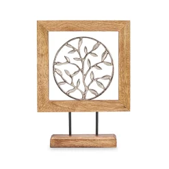Flor decorativa con soporte de madera 29cm