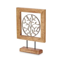 Flor decorativa con soporte de madera 29cm