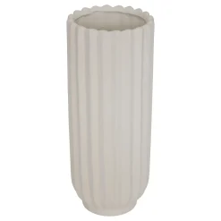Florero acanalado FERNAN blanco de cerámica 36.5cm