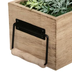 Florero De Madera C/Plantas Artif.25.5Cm