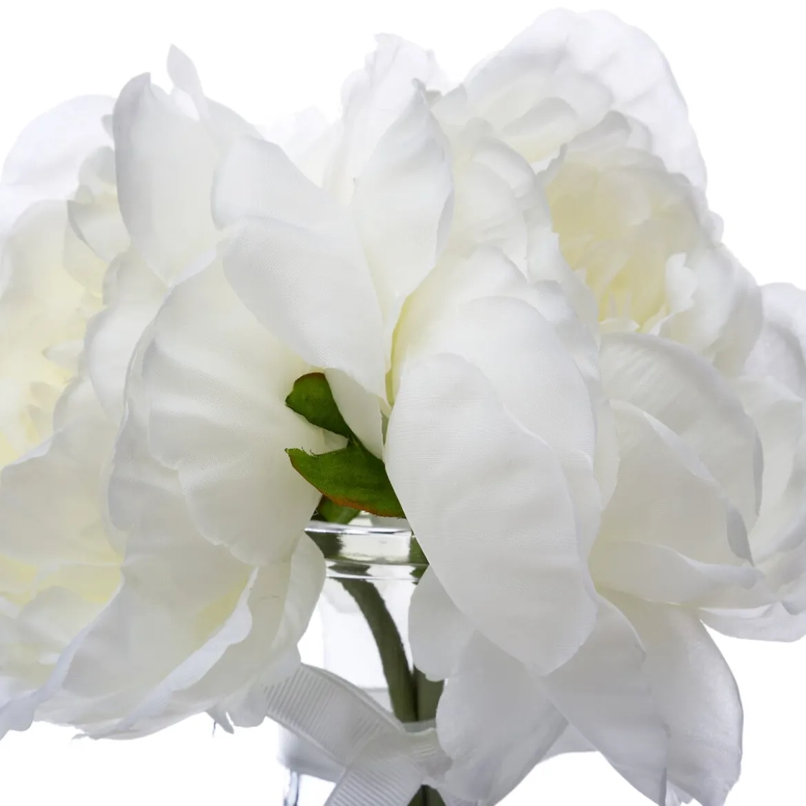Florero De Vidrio Con 3 Peónias 25Cm