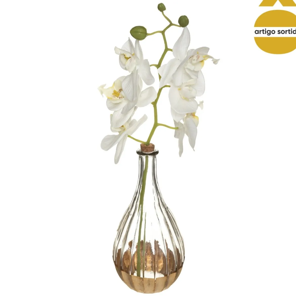Florero De Vidrio C/Orquídea 40Cm