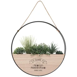 Florero Redondo Colgante De Madera 44Cm