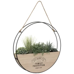 Florero Redondo Colgante De Madera 44Cm
