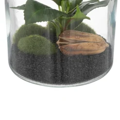 Frasco De Vidrio C/Plantas Artif.12x19.5