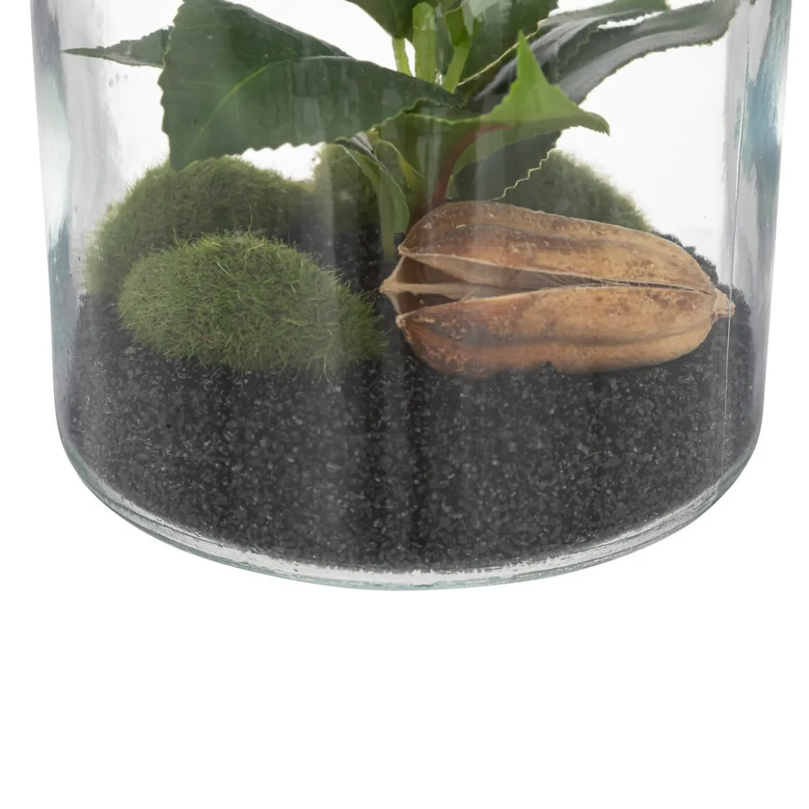 Frasco De Vidrio C/Plantas Artif.12x19.5