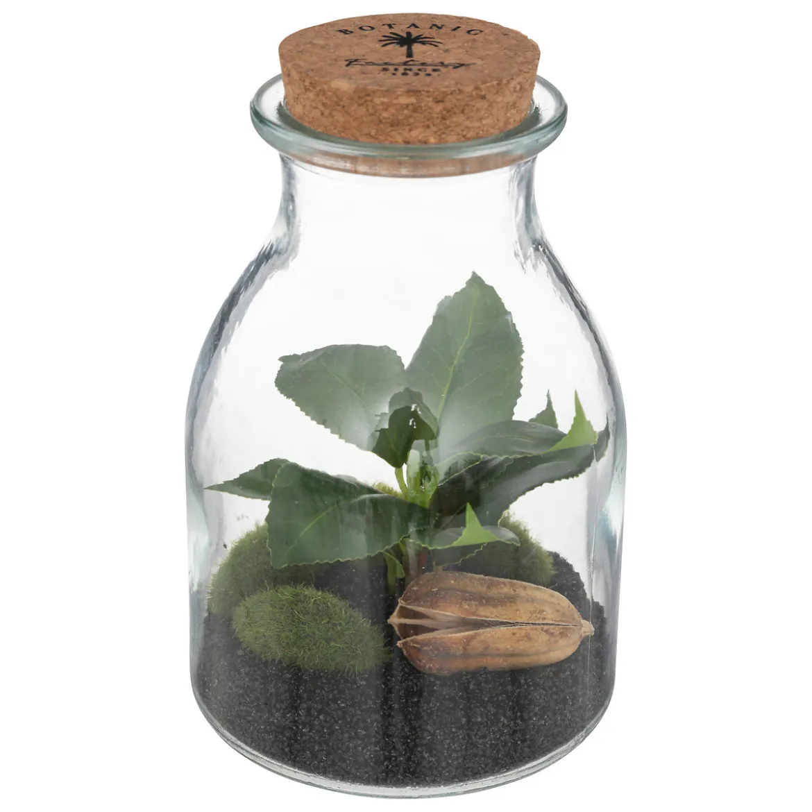 Frasco De Vidrio C/Plantas Artif.12x19.5