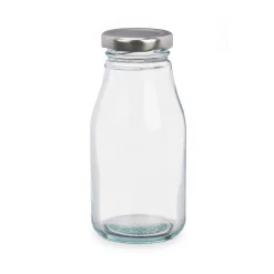 Frasco Vidrio C/Tapa Plateada 250Ml