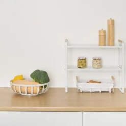 Frutero blanco de metal 28cm