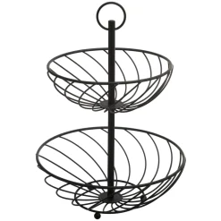 Frutero Metálico Negro C/2 Niveles 34x27