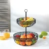 Frutero Metálico Negro 2 Niveles 42Cm