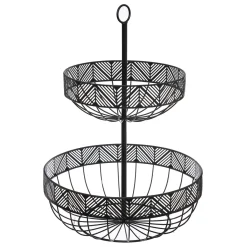 Frutero Metálico Negro 2 Niveles 42Cm