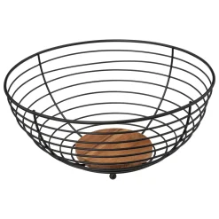 Frutero Negro Metálico Y Madera 28cm