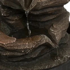Fuente Negra De Resina 18x18x22.5Cm