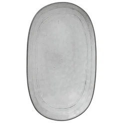 Fuente ovalada FLOWER gris 21x37cm