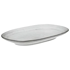 Fuente ovalada FLOWER gris 21x37cm