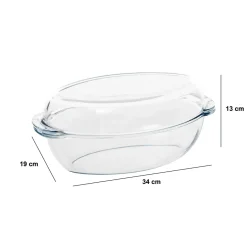 Fuente ovalada transparente 34cm