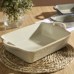 Fuente rectangular beige 23cm