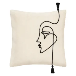 Funda De Cojín Visage Marfil Y Negro 40x40cm