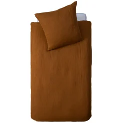Funda nórdica y funda de cojín de gasa terracota