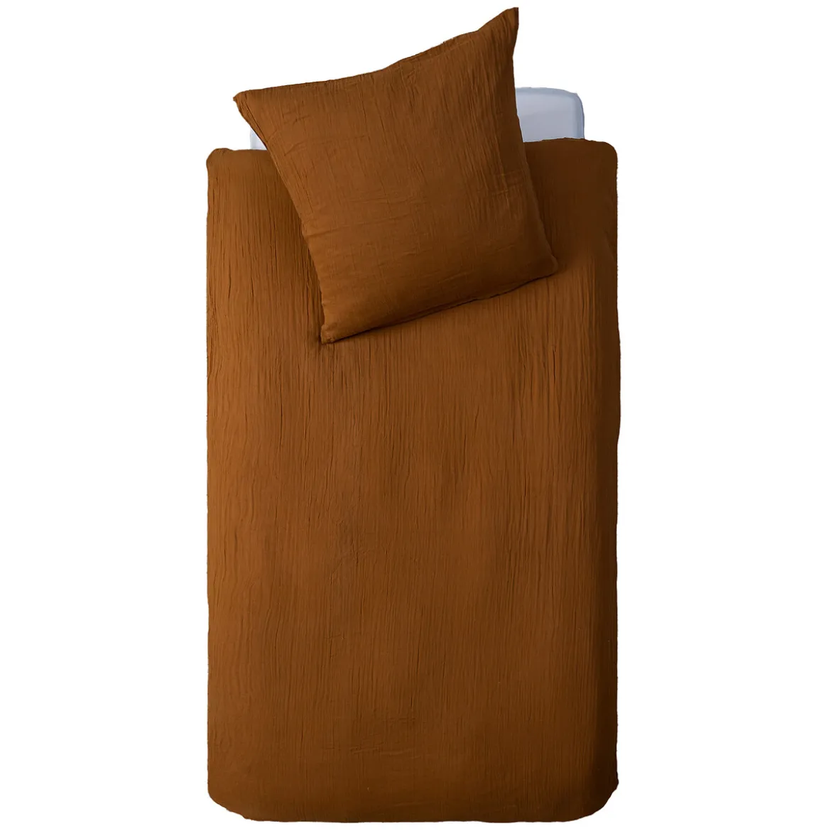 Funda nórdica y funda de cojín de gasa terracota