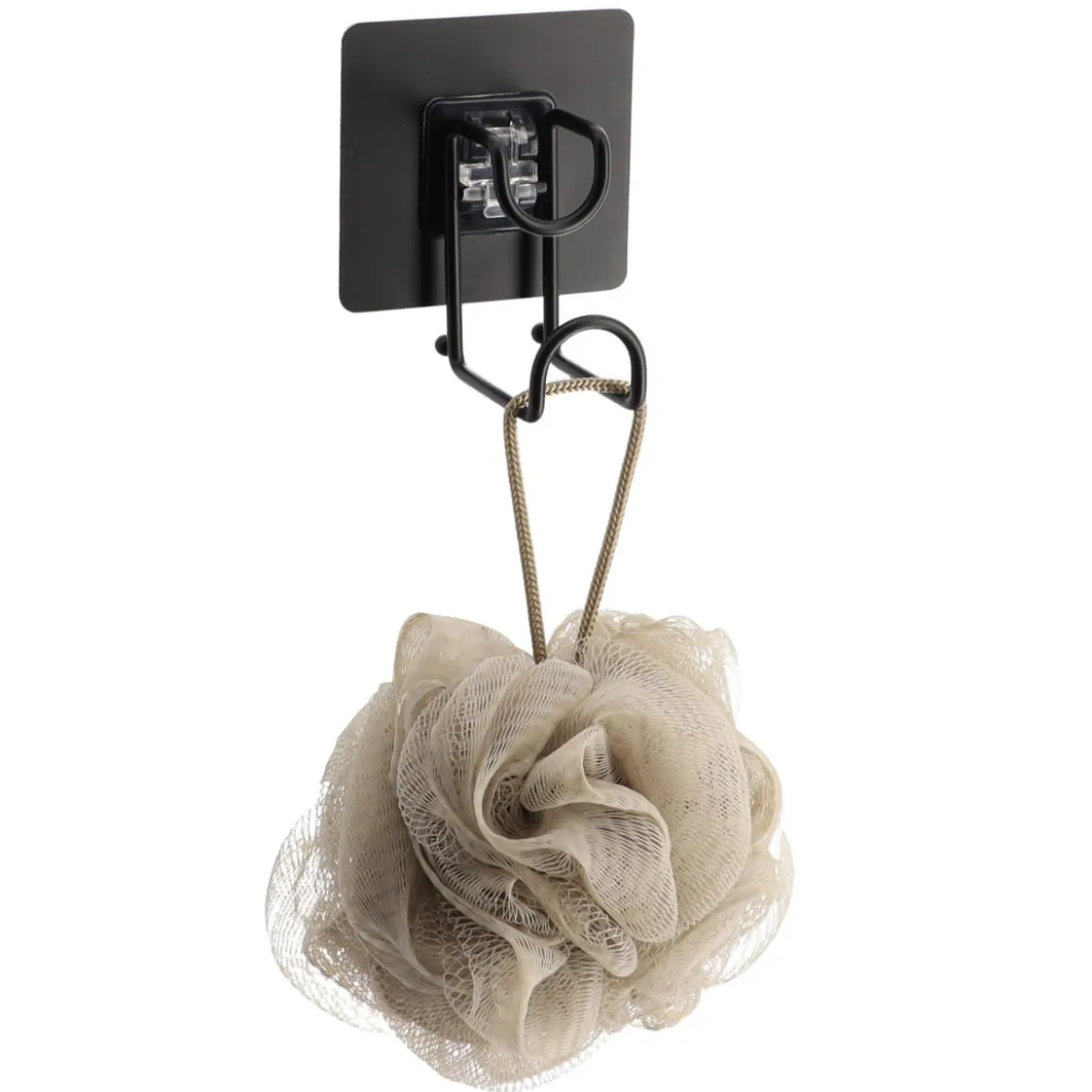 Gancho Para Baño De Metal Con Adesivo Negro