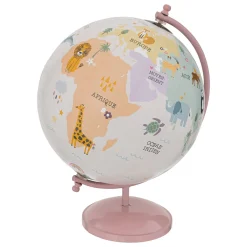Globo terráqueo con animales rosa 20cm