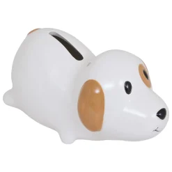 Hucha perro blanco y marrón 7cm