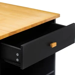 Isla de cocina de madera con ruedas