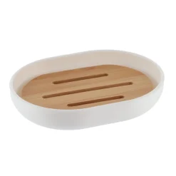 Jabonera De Bambú Blanco Y Natural