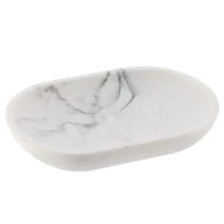 Jabonera de baño blanco efecto mármol