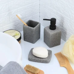 Jabonera De Baño Gris Efecto Piedra