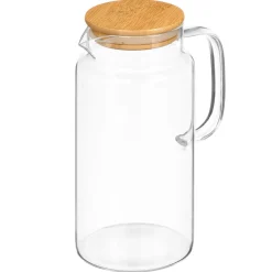 Jarra redonda con tapa bambú 1.2L