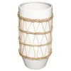 Jarrón Blanco De Cerámica Decoración Ratán