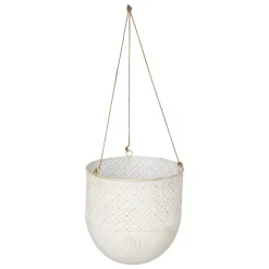 Jarrón colgante TINO de metal blanco 36cm